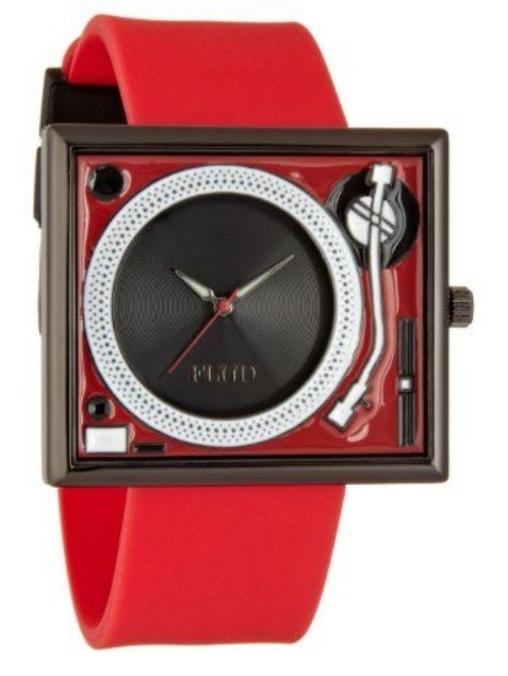 FLUD Turntable Square Wristwatch in Red & Black (RARE FIND)